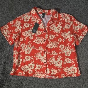 Wild Fable Red Floral Button Down Shirt